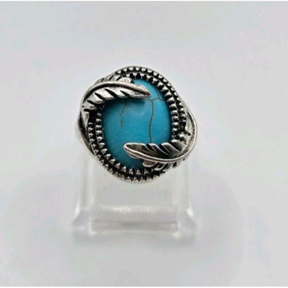SILVER AND TURQUOISE NAJAVO RING SIZE 9